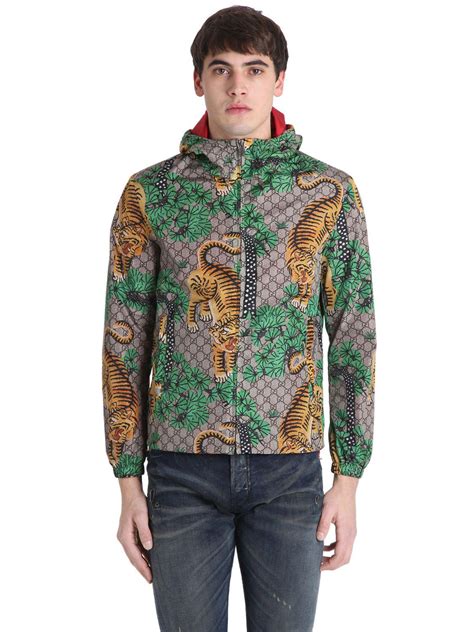 gucci tiger print nylon jacquard gg jacket|Gucci tiger clothing.